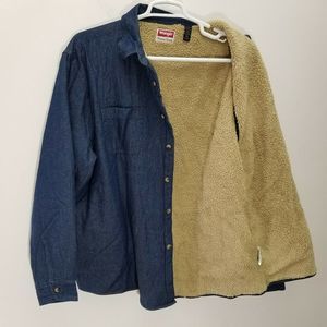 Wrangler Shirt Jacket Denim Sherpa Fleece Lined